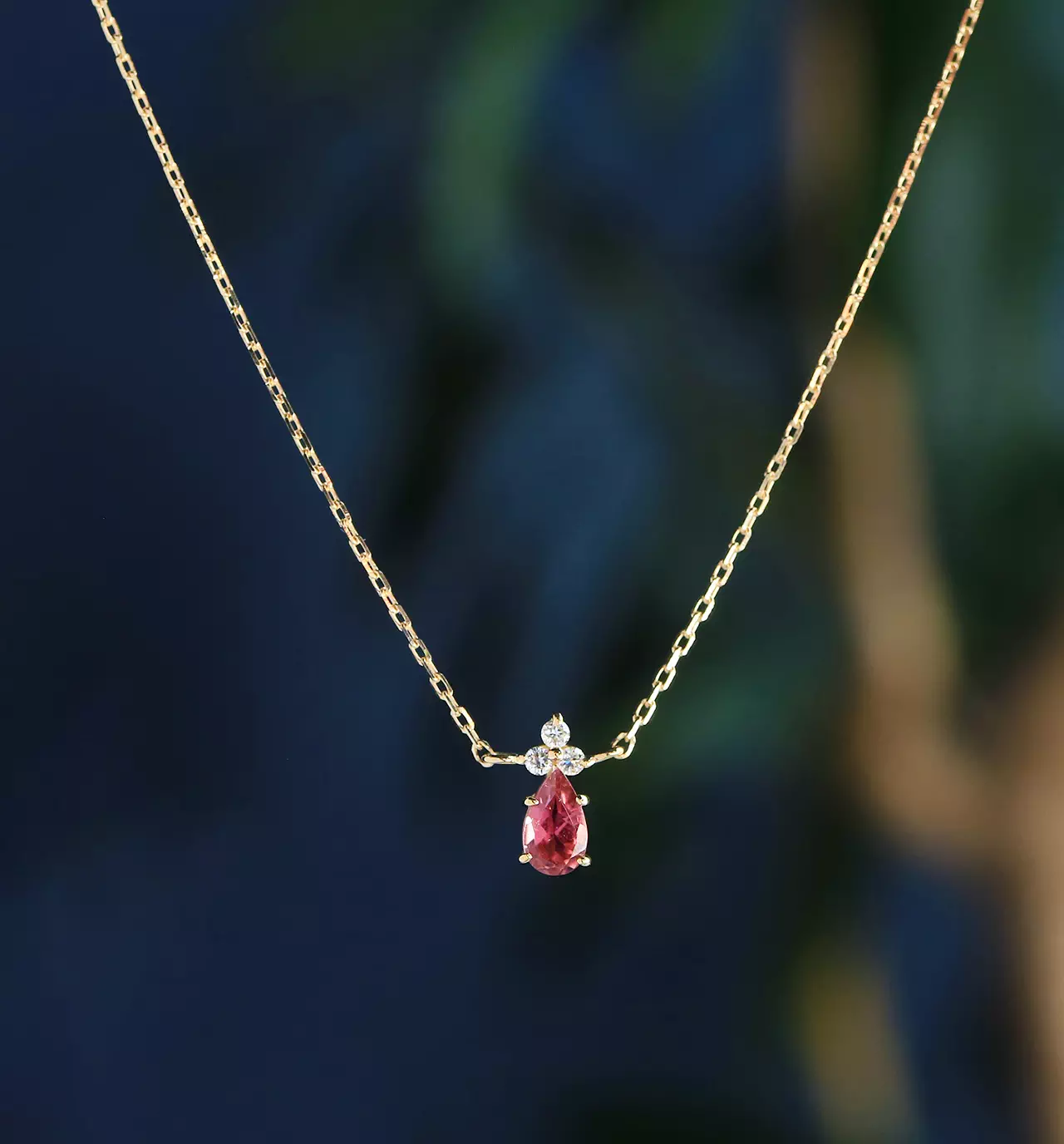 K18 ピンクトルマリン＆ダイヤモンドのネックレス ~Ello Lilas~