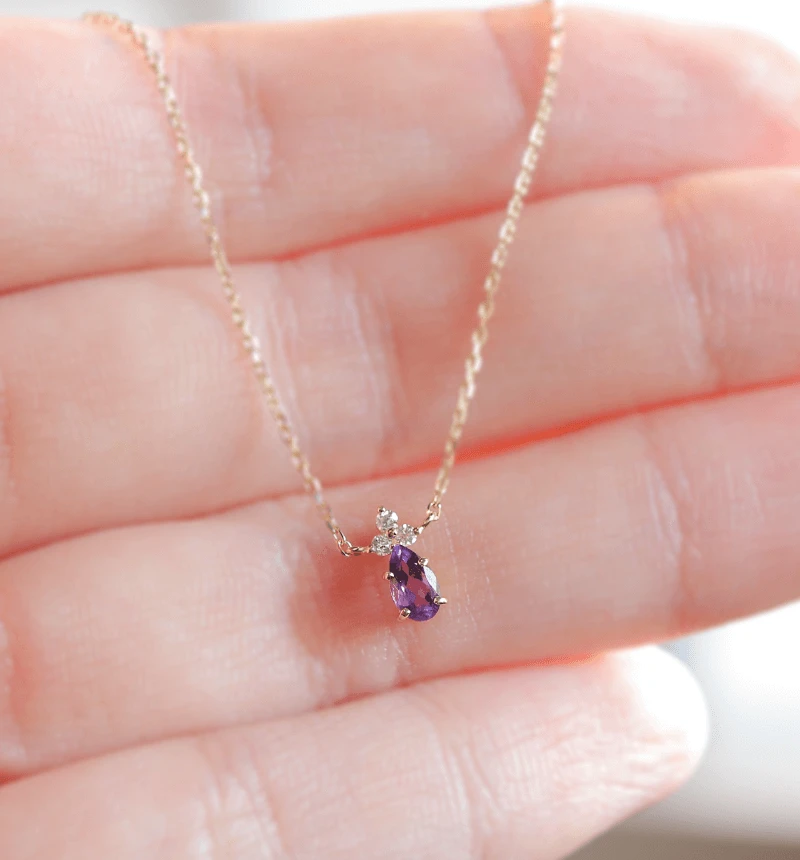 K18 アメジスト＆ダイヤモンドのネックレス ~Ello Lilas~ 2月誕生石