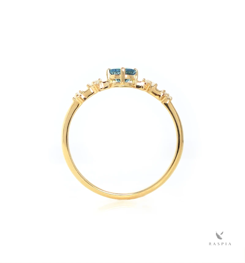 ロンドンブルートパーズ＆ダイヤモンド K18リング ラウンド