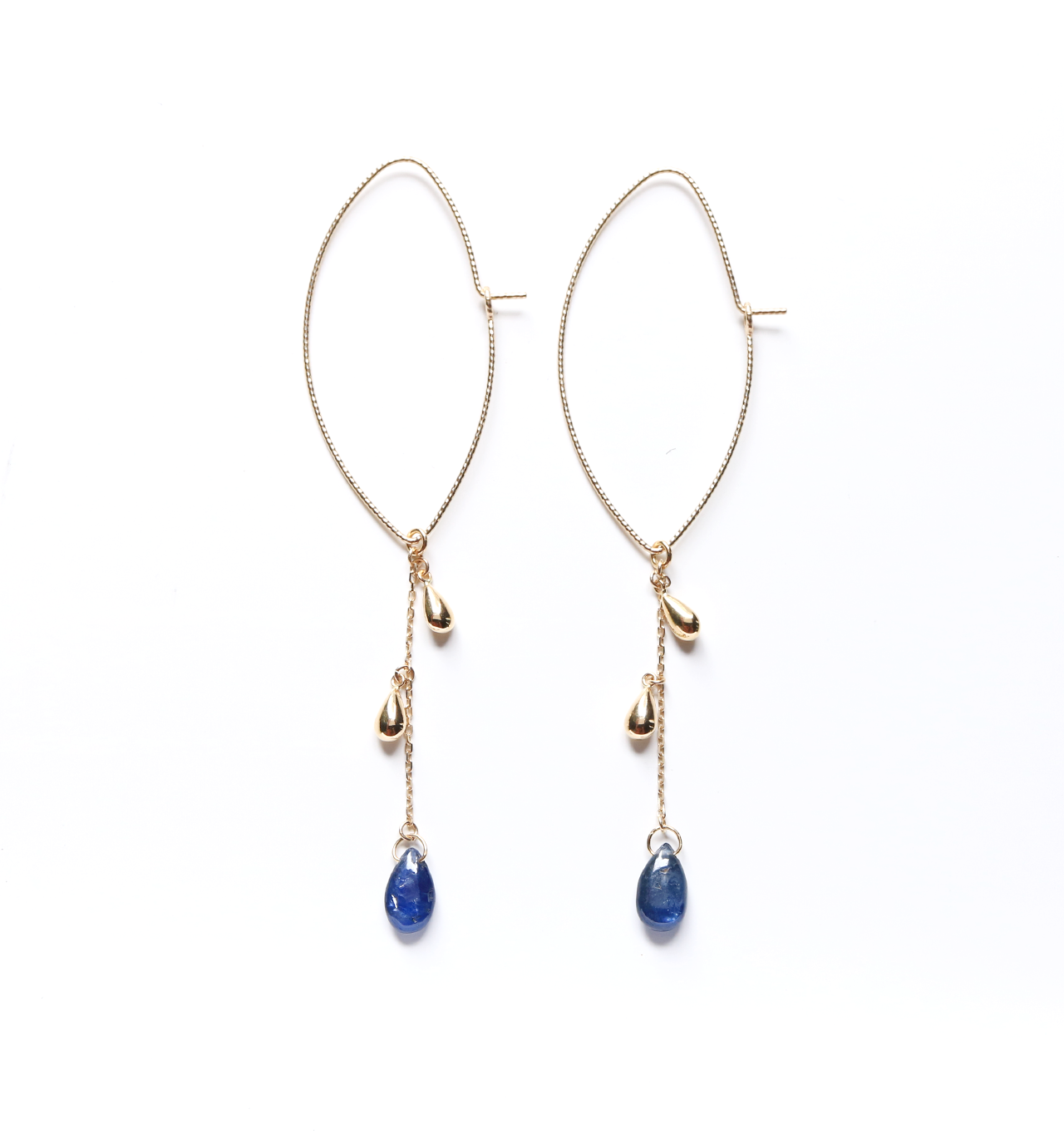 雫サファイア K10マーキスピアス Radiant Moments イヤリング変更可能 ジュエリーブランド Raspia Jewelry