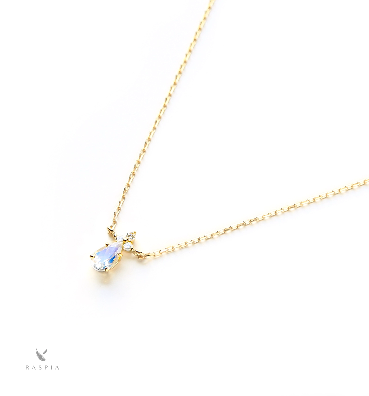 K18 ブルームーンストーン＆ダイヤモンドのネックレス ~Ello Lilas~