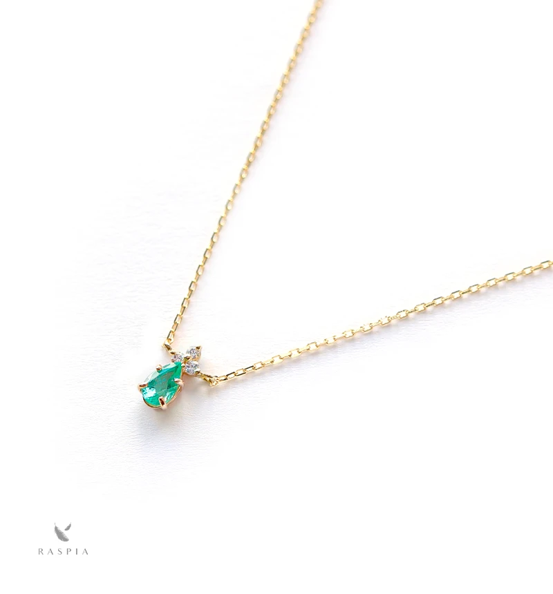 K18エメラルド＆ダイヤモンドのネックレス ~Ello Lilas~ 5月誕生石-
