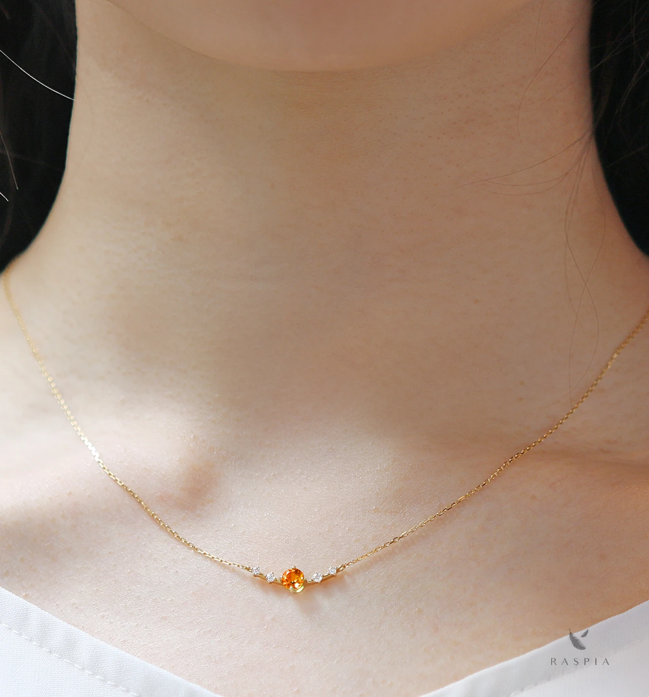 K18WG 天然オレンジサファイア＆天然ダイヤモンドペンダントトップ K18WG 天然オレンジサファイア＆天然ダイヤモンドペンダントトップ