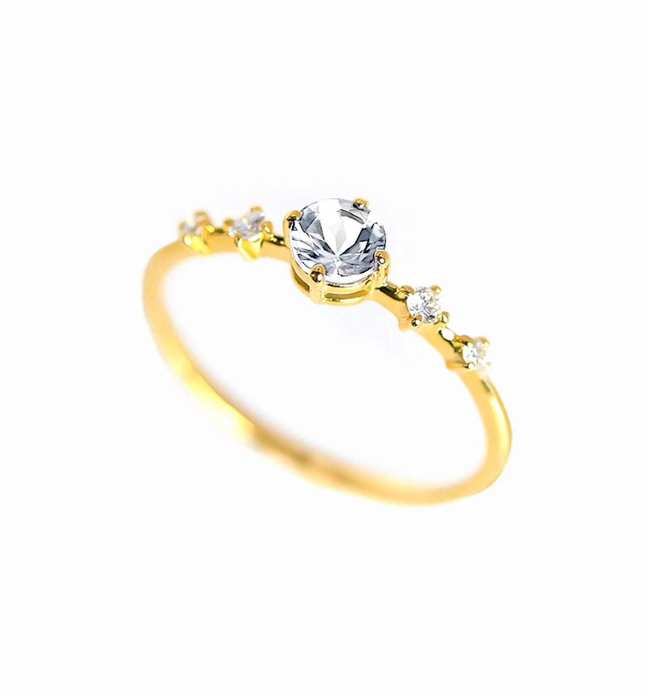 高級感！K18WG シェルダイヤモンドリング つま先立ち