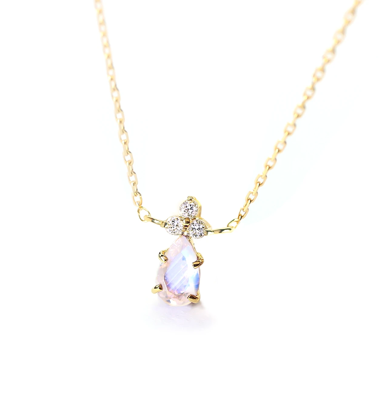 K18 ブルームーンストーン＆ダイヤモンドのネックレス ~Ello Lilas~ 6月誕生石 ジュエリーブランド「RASPIA Jewelry」