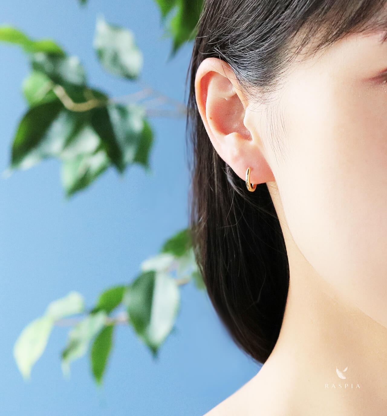 日本製 K18yg 18金イエローゴールド ワンタッチフープピアス12mm ２mm ペア ジュエリーブランド Raspia Jewelry