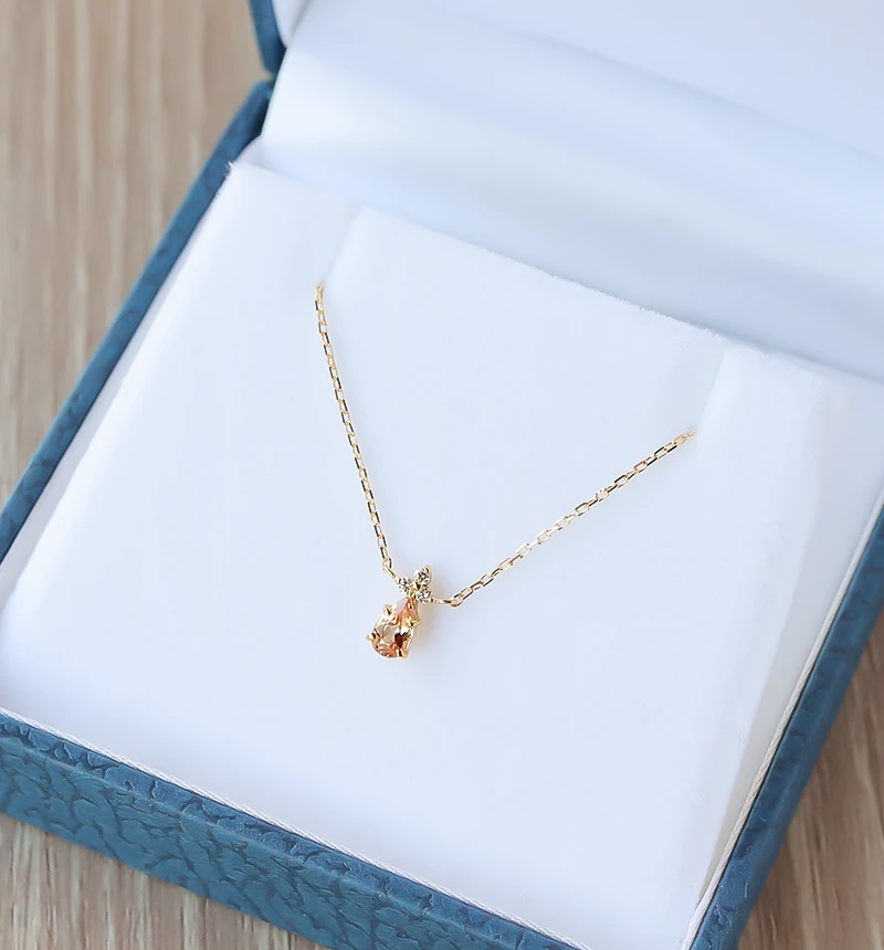 K18 インペリアルトパーズ＆ダイヤモンドのネックレス ~Ello Lilas~ 11月誕生石 ジュエリーブランド「RASPIA Jewelry」
