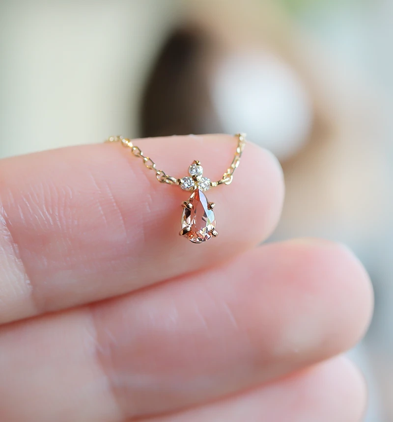K18 インペリアルトパーズ＆ダイヤモンドのネックレス ~Ello Lilas~ 11月誕生石 ジュエリーブランド「RASPIA Jewelry」