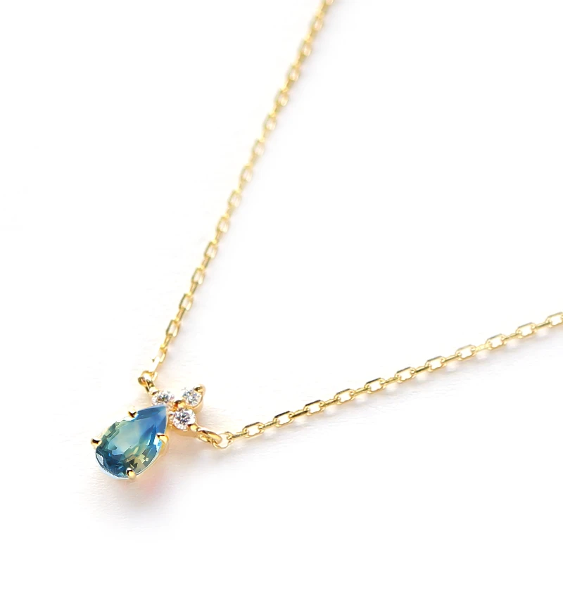 バイカラーサファイアのペンダントネックレス【S1.213ct】【D0.37ct】