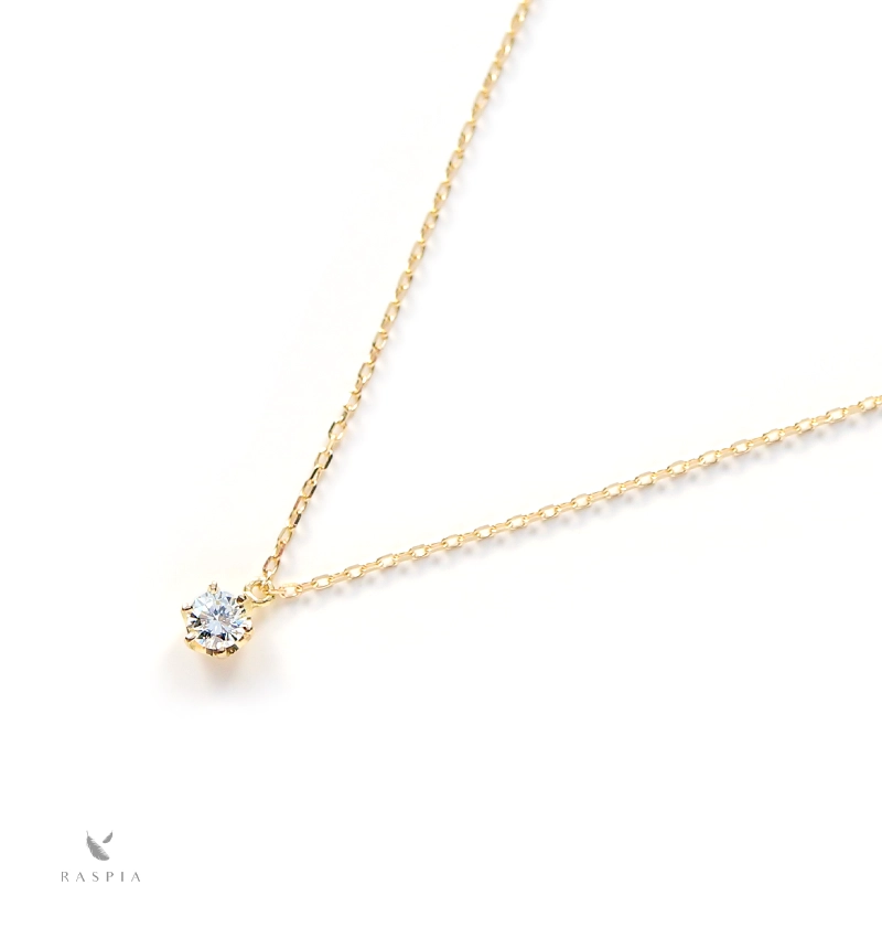 シンプルな1粒ダイヤモンドのK18ネックレス(2.5mmラウンドブリリアントカット)~Diamond collection~  ジュエリーブランド「RASPIA Jewelry」