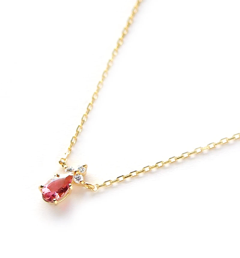K18 ピンクトルマリン＆ダイヤモンドのネックレス ~Ello Lilas~ 10月
