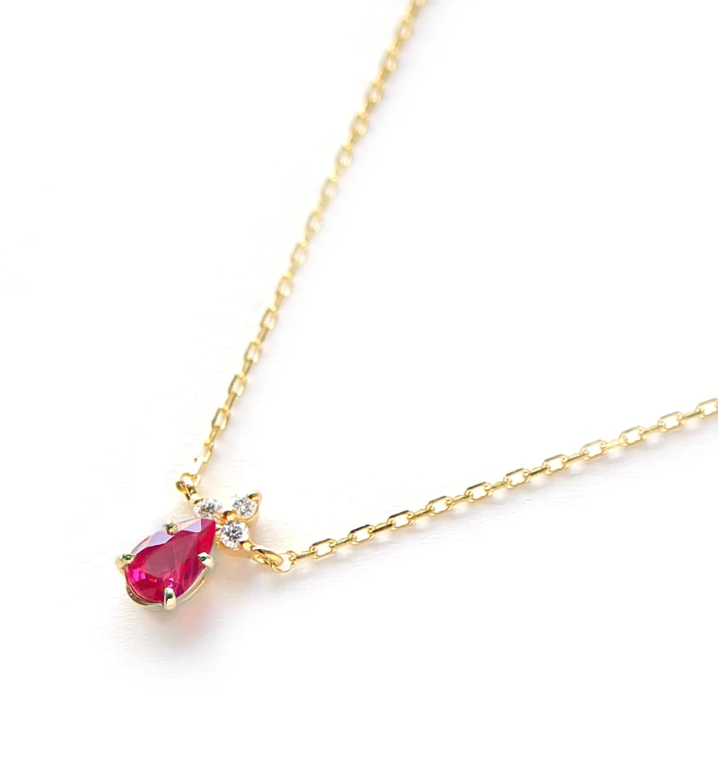 K18 ルビー＆ダイヤモンドのネックレス ~Ello Lilas~ 7月誕生石