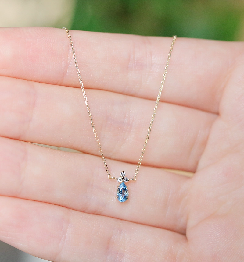 K18ネックレス♡アクアマリン9.70ct♡ダイヤモンド付き - アクセサリー