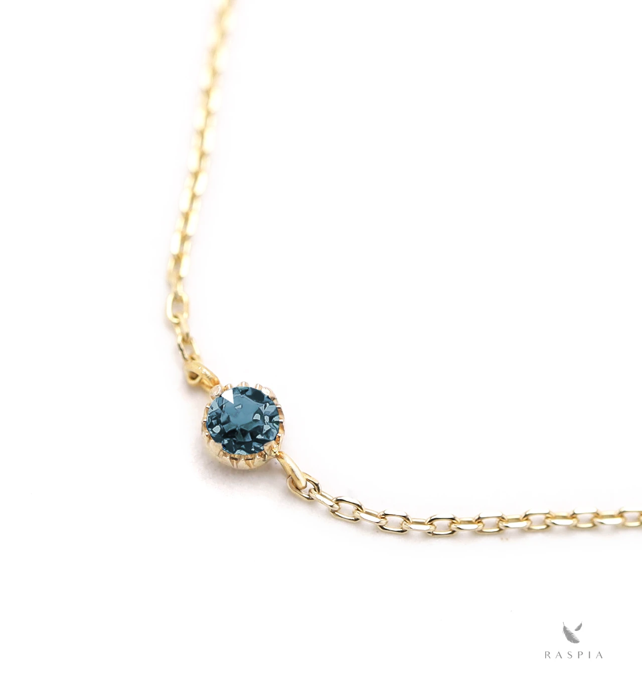 1月誕生石 K10 べキリーブルーガーネットの一粒ブレスレット ~Petela